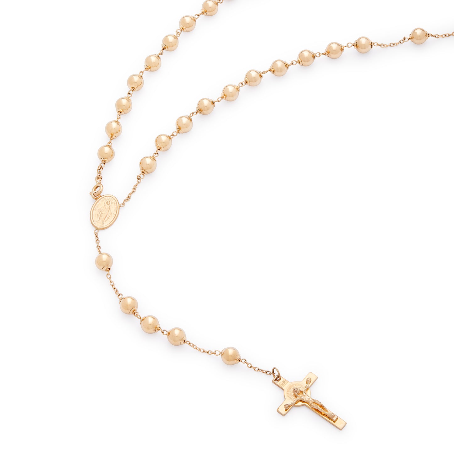 ROSARIO DE ORO AMARILLO CON CRUZ DE SAN BENEDICTO