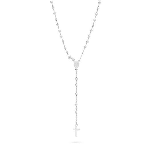 ROSARIO TRADICIONAL ORO BLANCO FACETADO