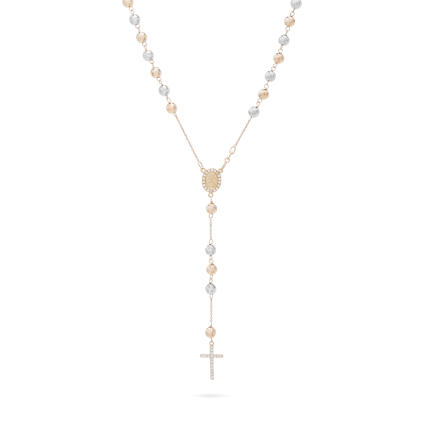 ROSARIO DE ORO AMARILLO Y BLANCO