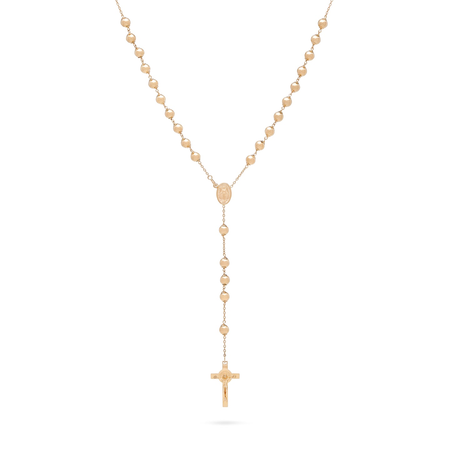ROSARIO DE ORO AMARILLO CON CRUZ DE SAN BENEDICTO