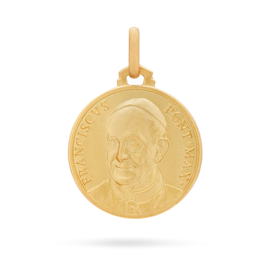 Yellow Gold Double Medal with Pope Francis and Saint Francis
