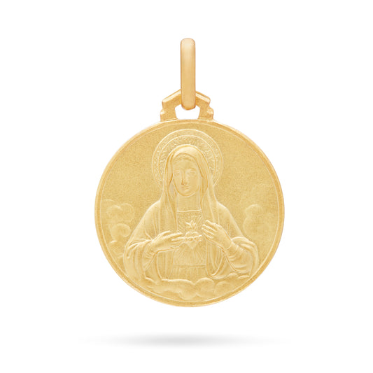 SACRED HEART OF MARY MEDAL IN YELLOW GOLD
