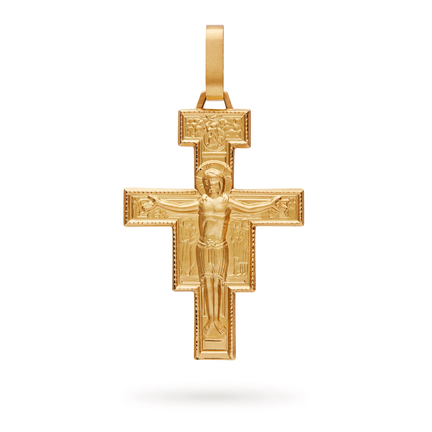 CRUCIFIJO DE SAN DAMIANO DE ORO AMARILLO