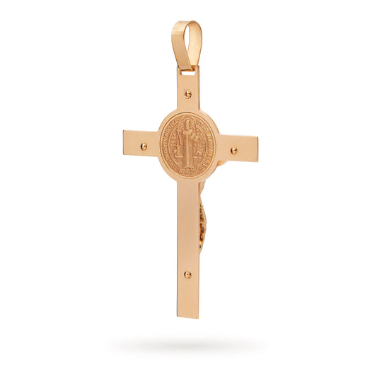 CRUCIFIJO SAN BENEDICTO ORO AMARILLO