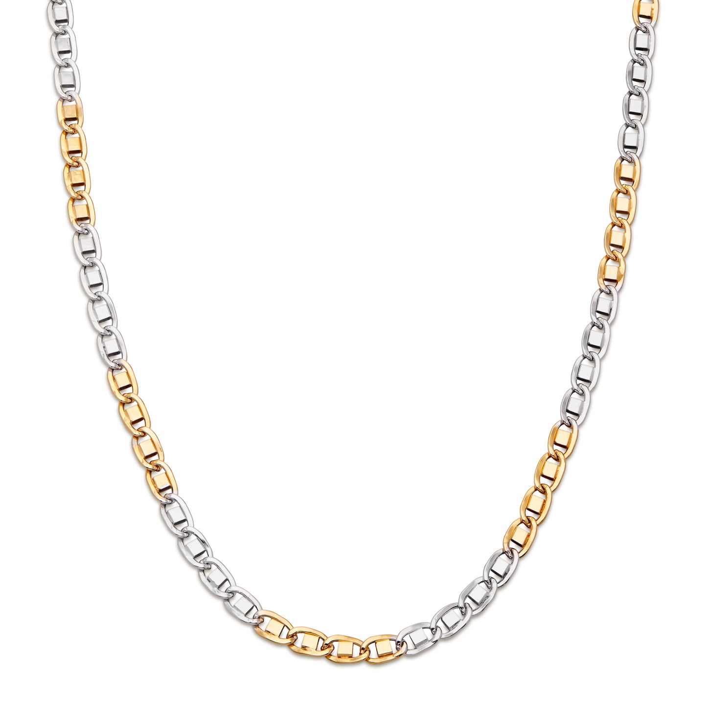 WHITE AND YELLOW GOLD CURB CHAIN
