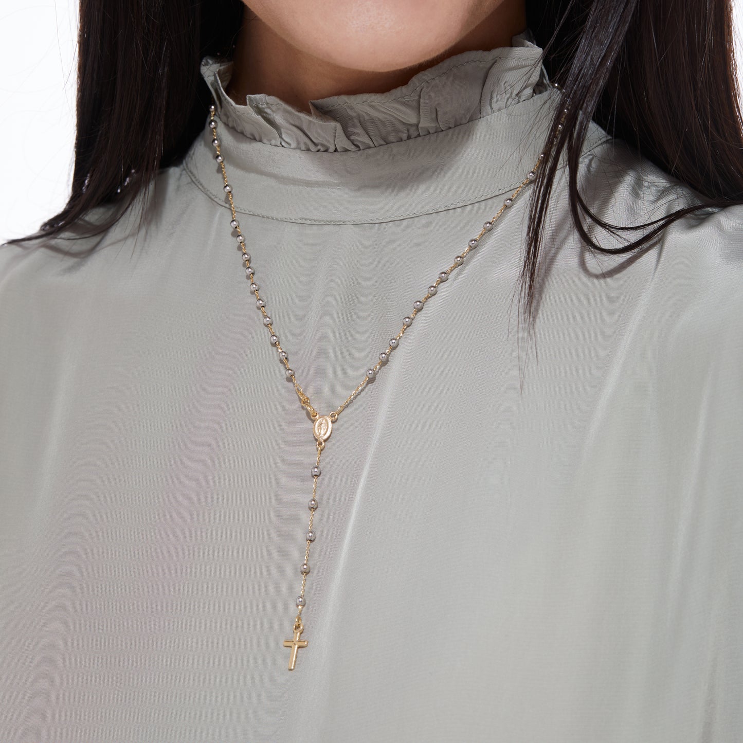 ROSARIO DE ORO BLANCO Y AMARILLO