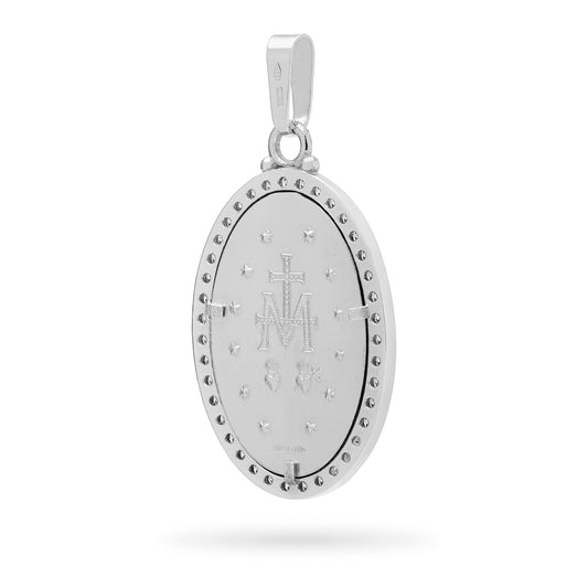 MIRACULOUS MEDAL IN WHITE GOLD WITH ZIRCONS