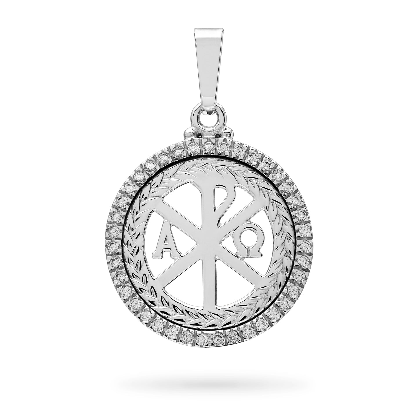 WHITE GOLD PEACE CROSS WITH ZIRCONS