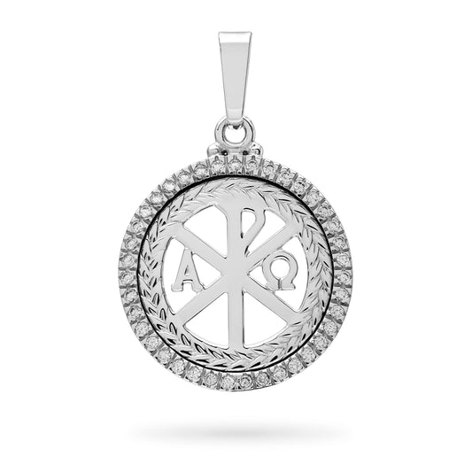 WHITE GOLD PEACE CROSS WITH ZIRCONS