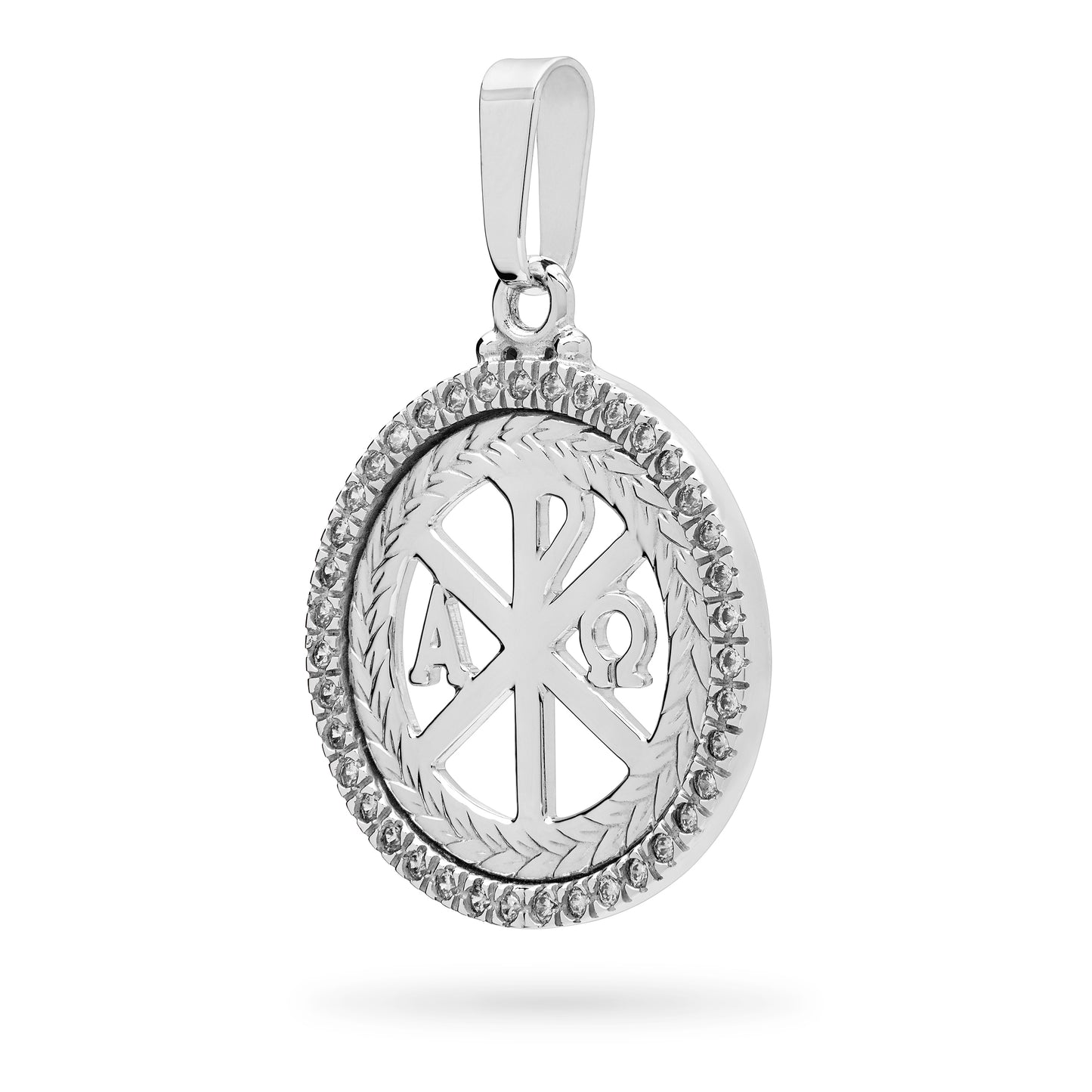 WHITE GOLD PEACE CROSS WITH ZIRCONS