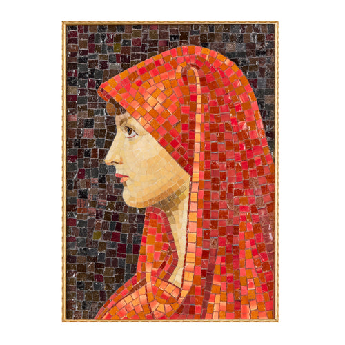 Mosaic inspired by Jean-Jacques Henner's Saint Fabiola of Rome with Bright Red Veil