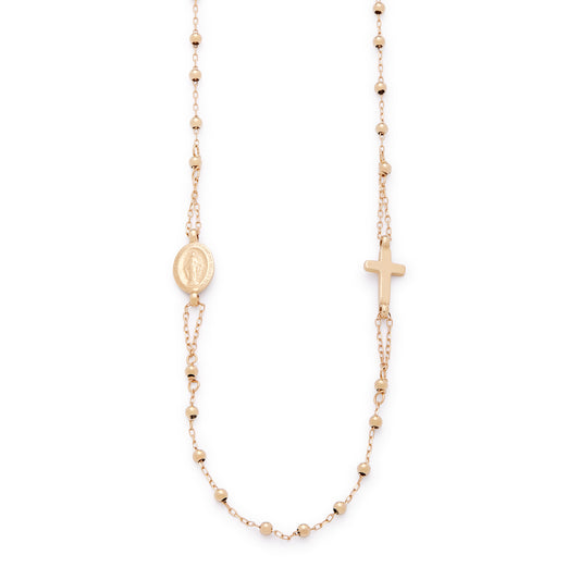 YELLOW GOLD ROSARY NECKLACE