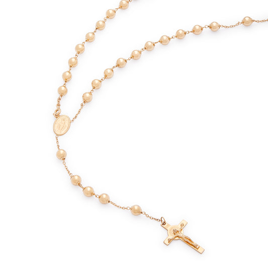 YELLOW GOLD ROSARY WITH SAINT BENEDICT CROSS