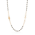 ROSARIO COLLAR ORO AMARILLO CON CRISTALES NEGROS