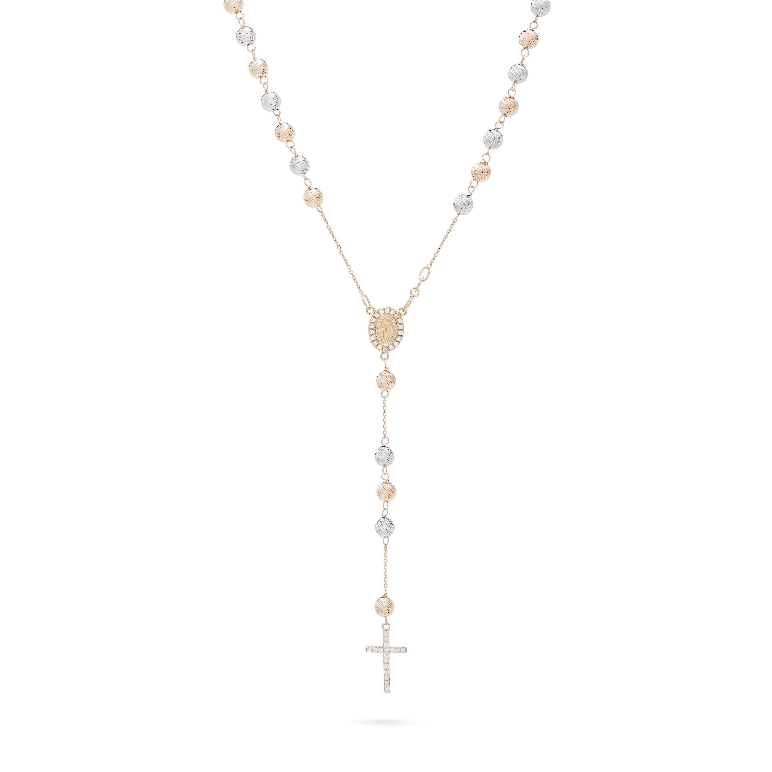 ROSARIO DE ORO AMARILLO Y BLANCO
