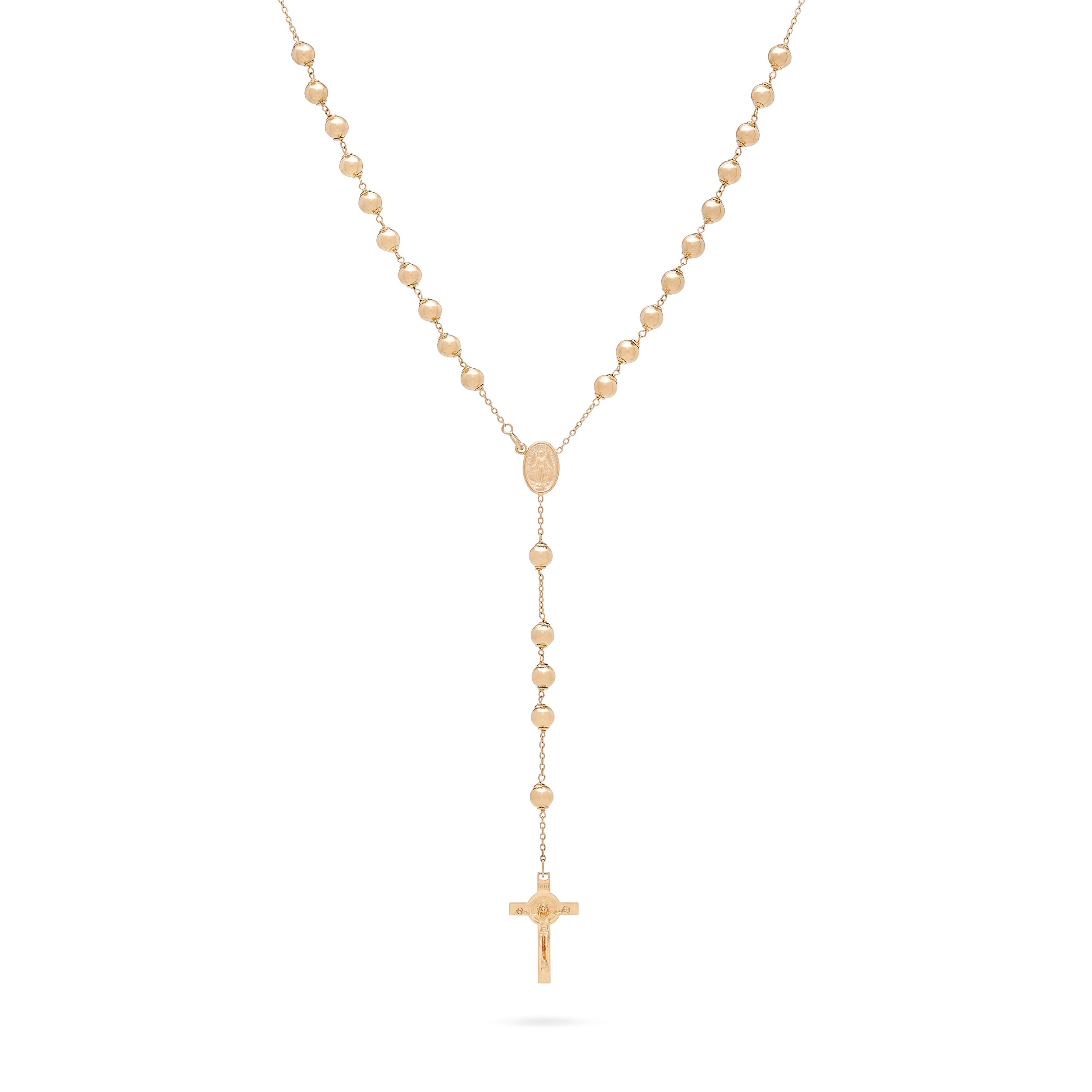 ROSARIO DE ORO AMARILLO CON CRUZ DE SAN BENEDICTO
