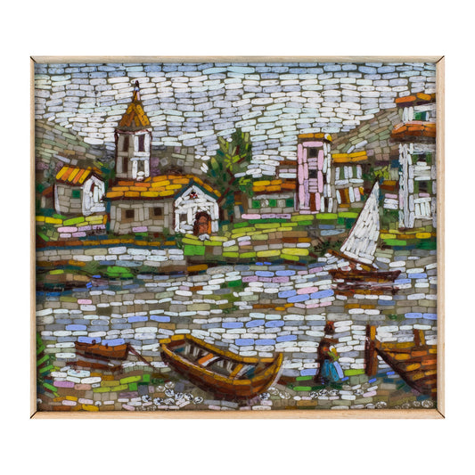 Casa de mosaico con barco