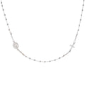 COLLAR ROSARIO MILAGROSO CON CIRCONITAS EN ORO BLANCO