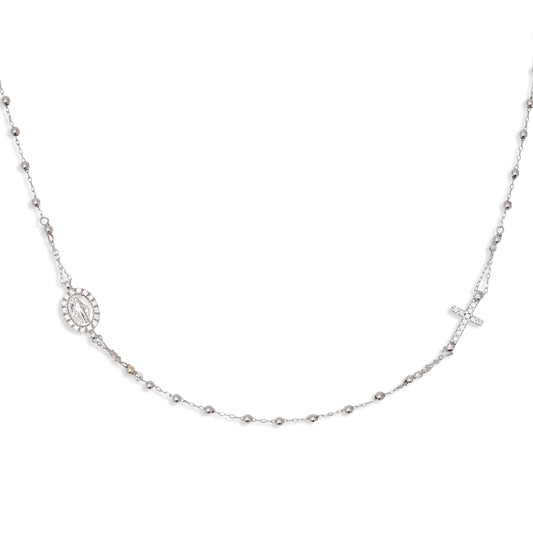WHITE GOLD MIRACULOUS NECKLACE ROSARY