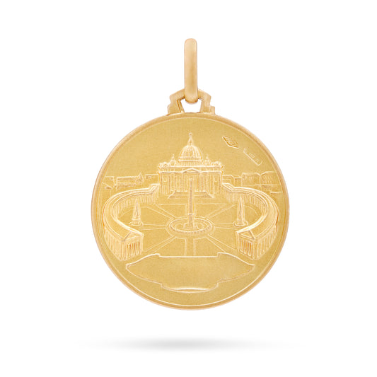 MEDAGLIA DOPPIA SAN GIOVANNI PAOLO II E BASILICA DI SAN PIETRO IN ORO GIALLO