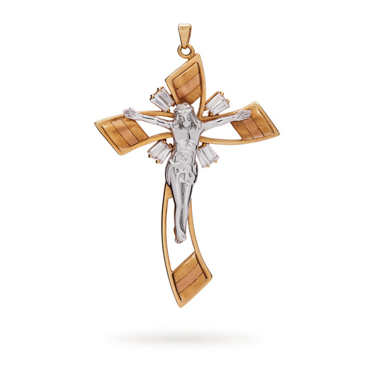 CRUCIFIX IN YELLOW AND WHITE GOLD