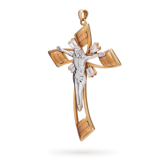 CRUCIFIX IN YELLOW AND WHITE GOLD