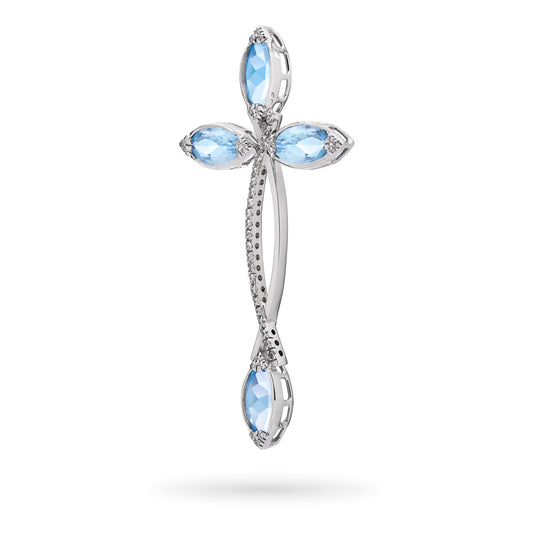 CROSS IN WHITE GOLD AND SEA WATER
