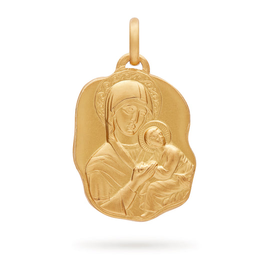 MEDAGLIA IRREGOLARE IN ORO GIALLO MADONNA DEL PERPETUO SOCCORSO