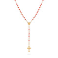 ROSARIO DE ORO AMARILLO CON GRANOS DE CORAL