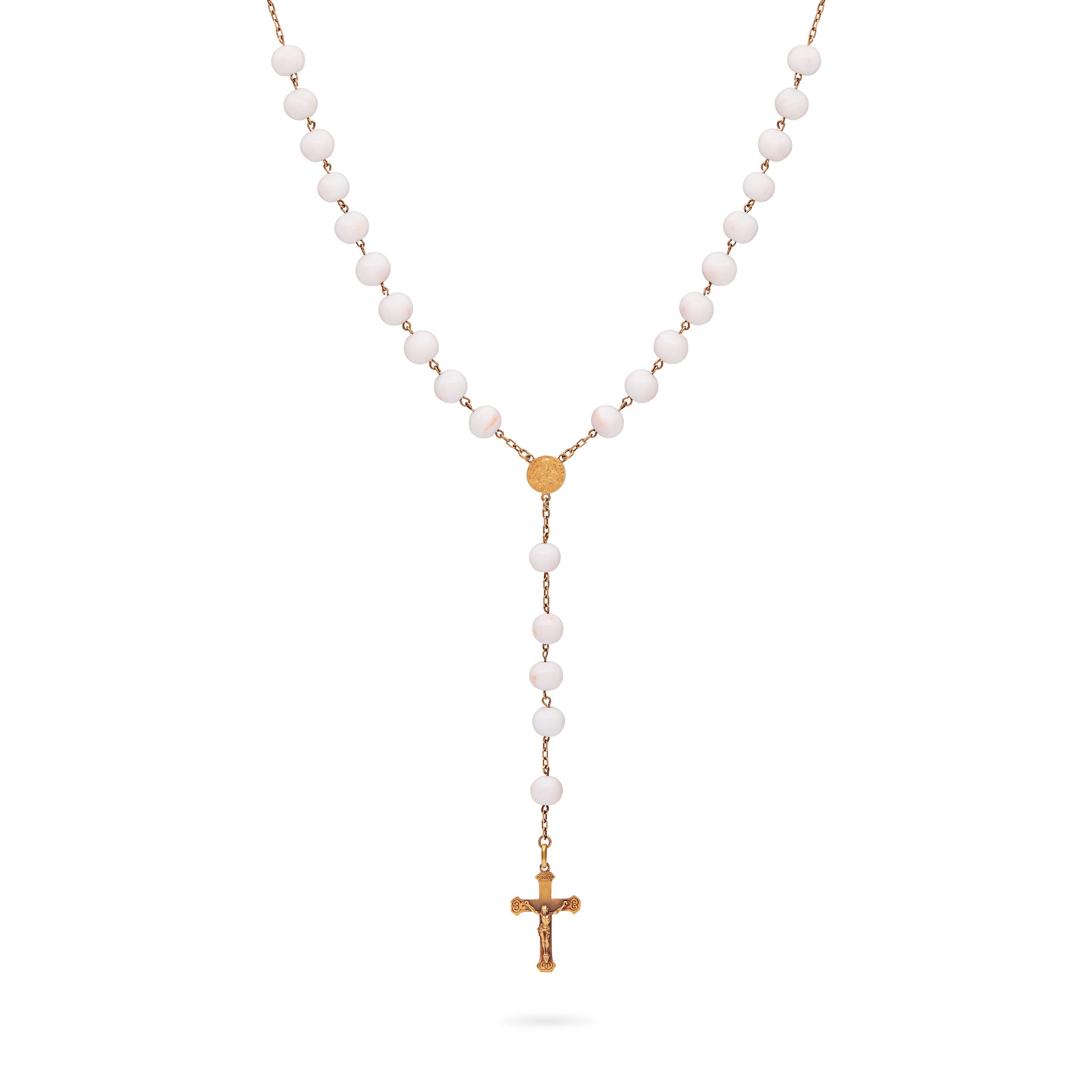 ROSARIO IN ORO GIALLO IN CORALLO "PELLE D'ANGELO"