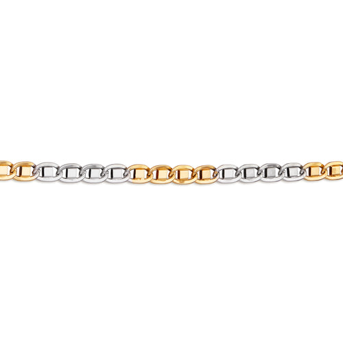 CADENA BARBARO DE ORO BLANCO Y AMARILLO