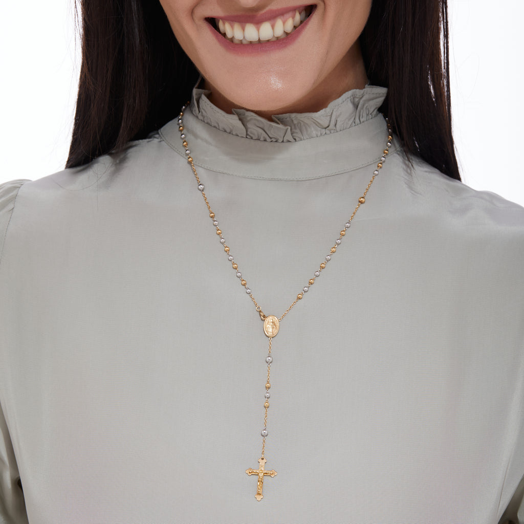 ROSARIO DE ORO AMARILLO Y BLANCO