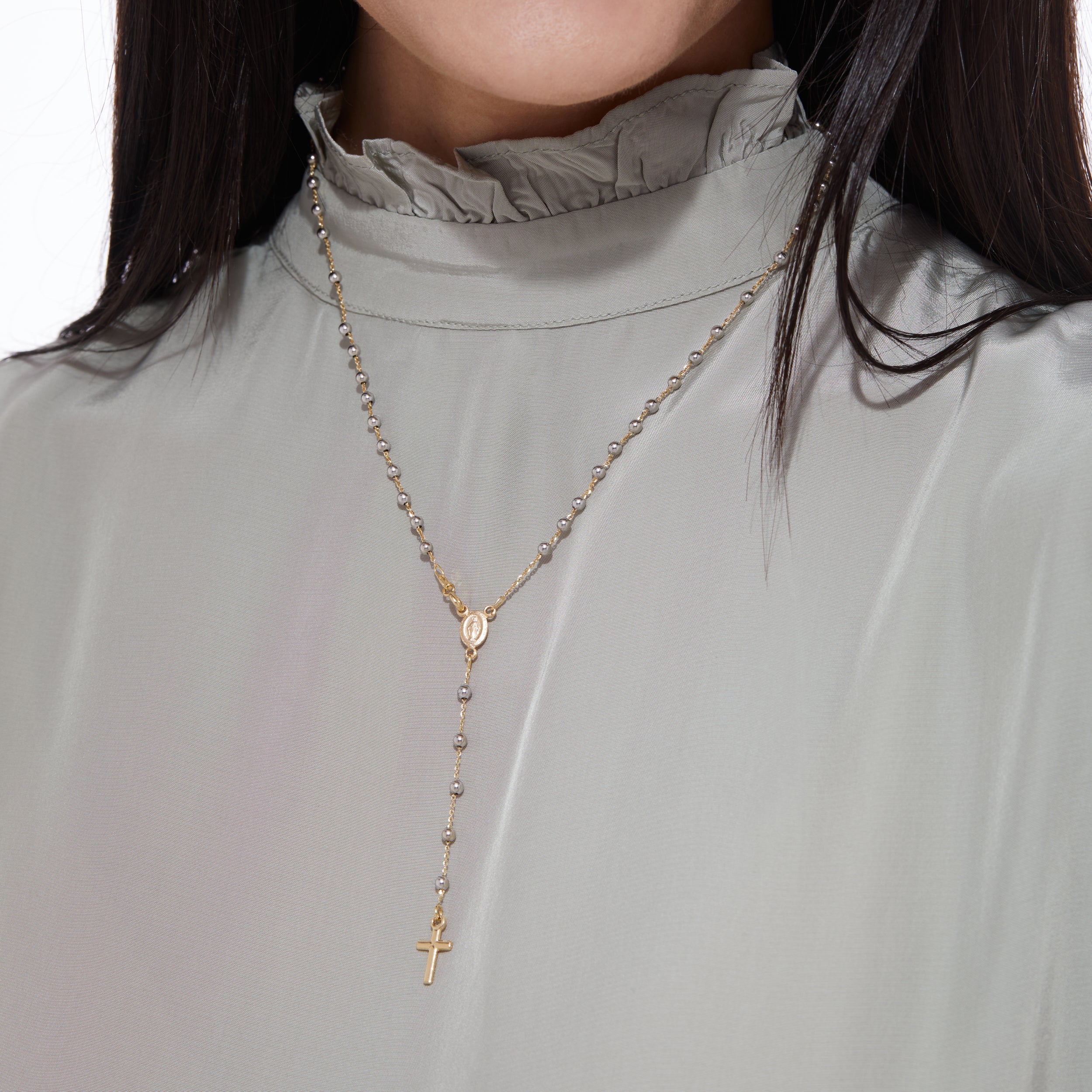 ROSARIO DE ORO BLANCO Y AMARILLO