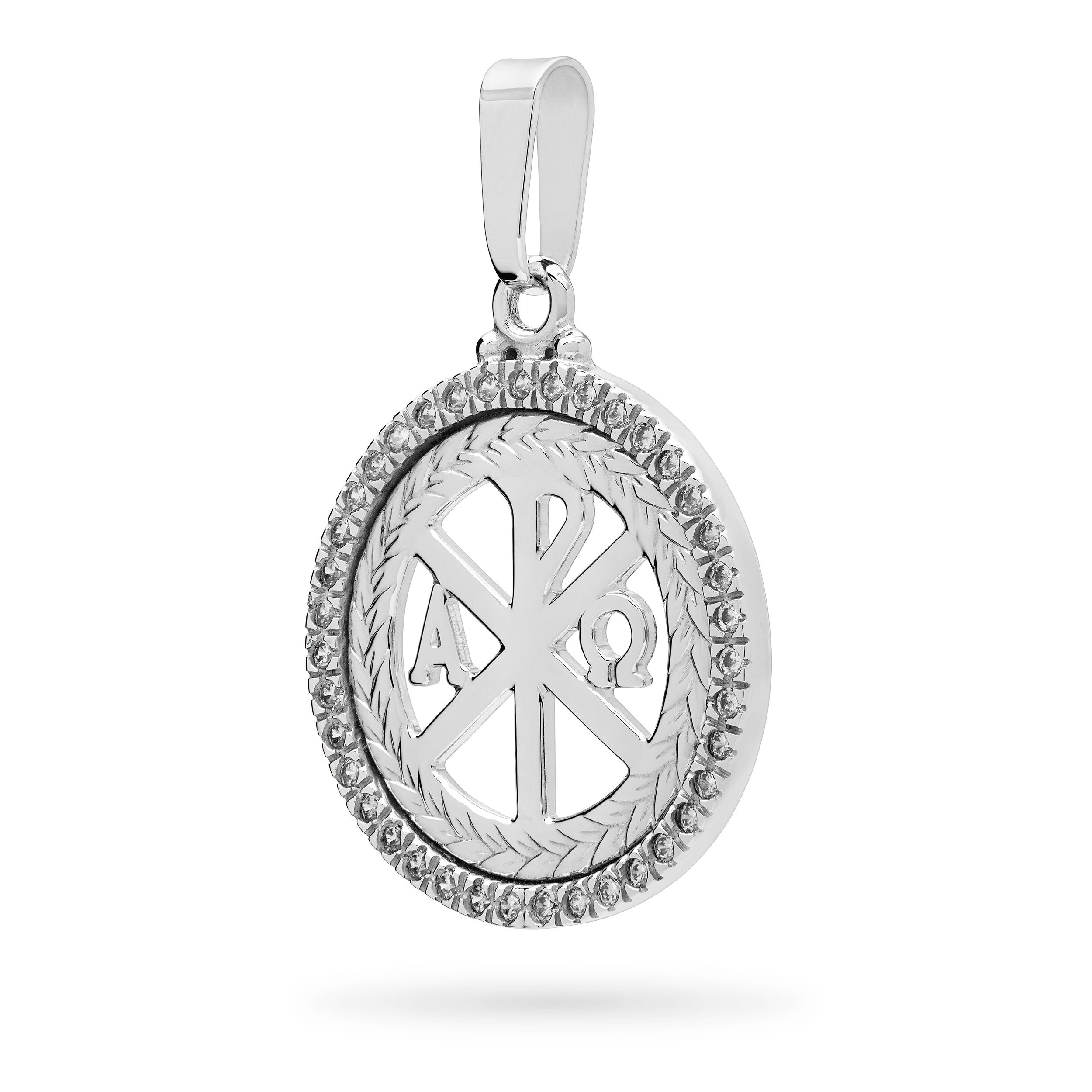 CRUZ DE LA PAZ EN ORO BLANCO CON CIRCONITAS